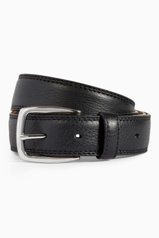 Black Signature Italian Leather Premium Stitch Belt
